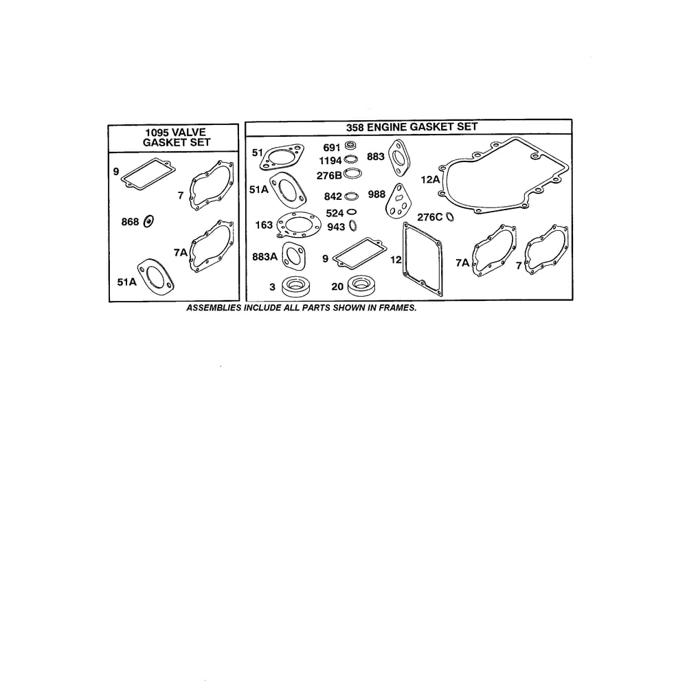 Valve And Engine Gasket Set Diagram and Parts List for 422700TO422799  Briggs and Stratton Engine